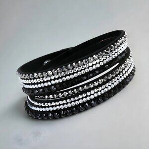 Swarovski Dark Black Double Wrap Slake Bracelet